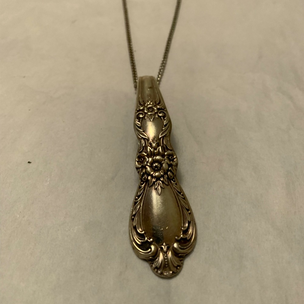 Vintage Heritage Spoon Necklace Silverware Jewelry Circa 1953 24” Chain (modern)